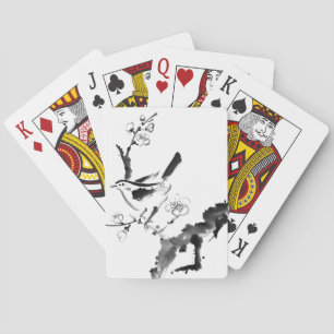 Chinese painting , plum blossom and bird playing cards