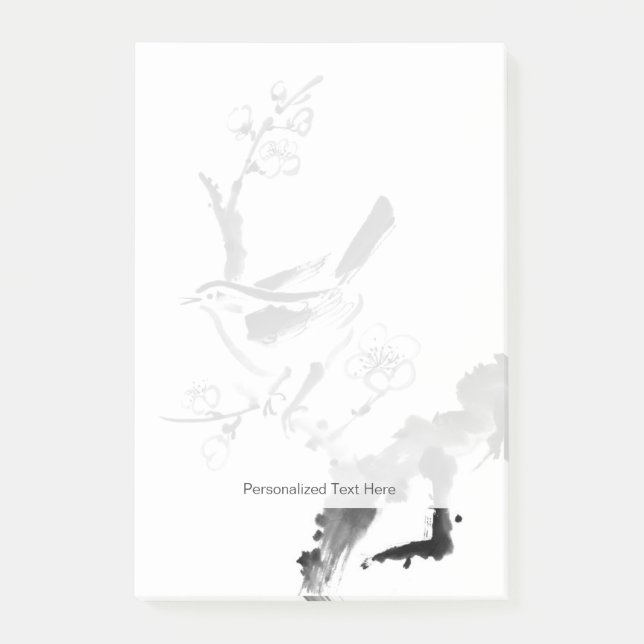 Chinese painting , plum blossom and bird post-it notes (Front)