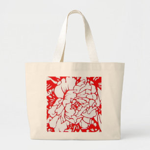Chinese Paper-Cut Peony in Red - Bag