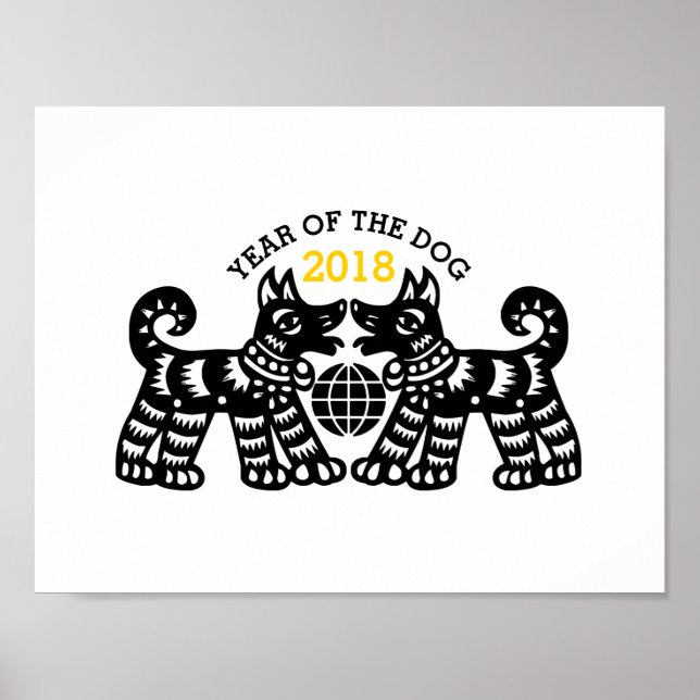 Chinese Papercut Earth Dog Year 2018 Custom Poster (Front)