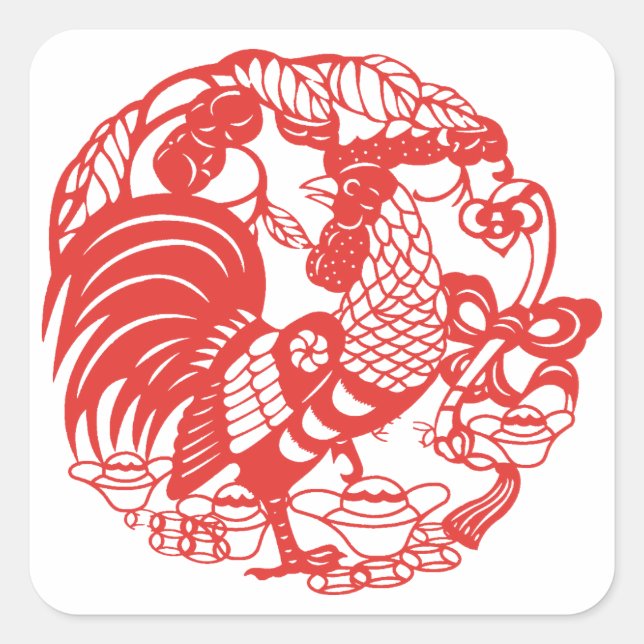 Chinese Papercut Rooster Year 2017 S sticker (Front)