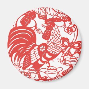 Chinese Papercut Rooster Year Zodiac Birthday RM Magnet