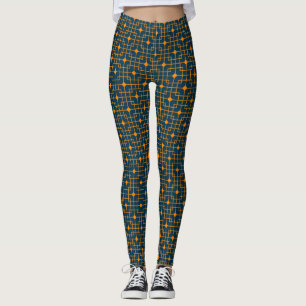 Chinese Pattern, Pointed Orange Cubical Cubics Leggings
