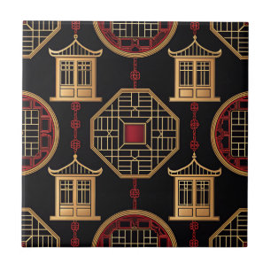 Chinese Pavilion Lattice Pattern Ceramic Tile