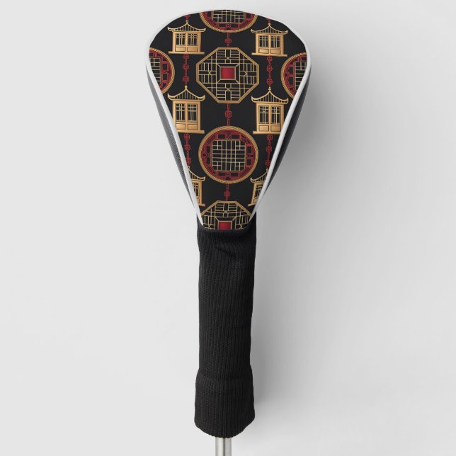 Chinese Pavilion Lattice Pattern Golf Head Cover (Front)