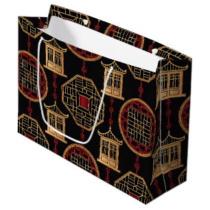 Chinese Pavilion Lattice Pattern Large Gift Bag