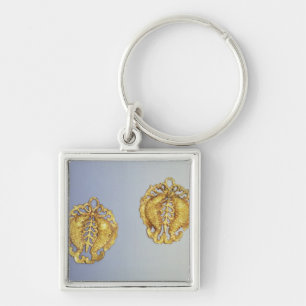 Chinese pendants, 17 carat gold plated key ring