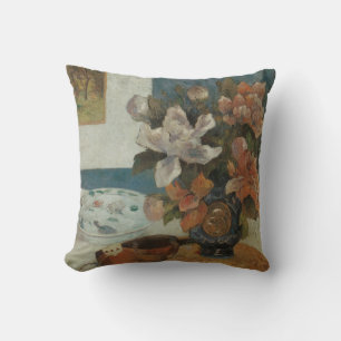Chinese Peonies and Mandolin by Paul Gauguin Cushion