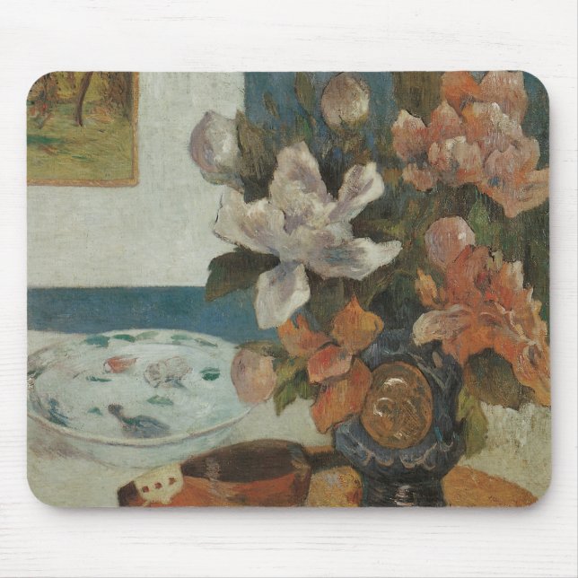 Chinese Peonies and Mandolin by Paul Gauguin Mouse Pad (Front)