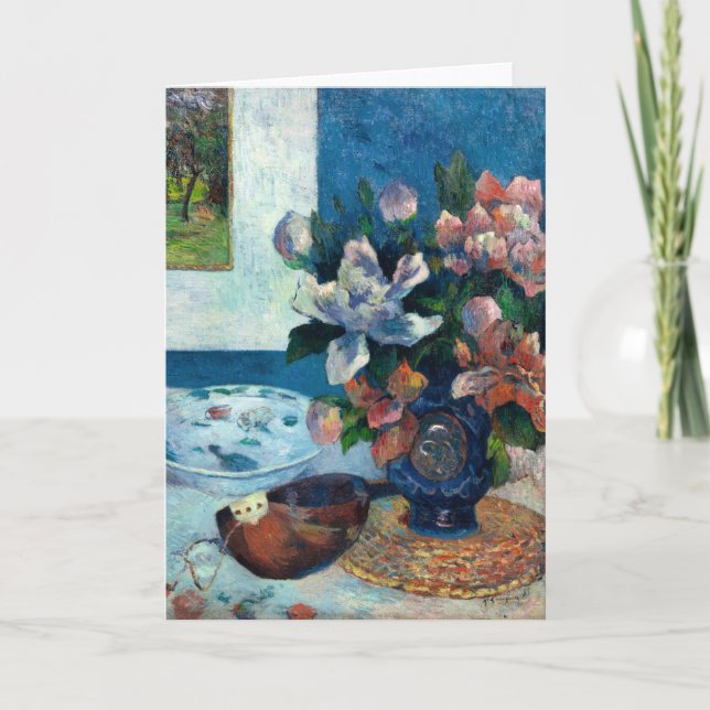 Chinese Peonies and Mandolin | Paul Gauguin Card (Front)