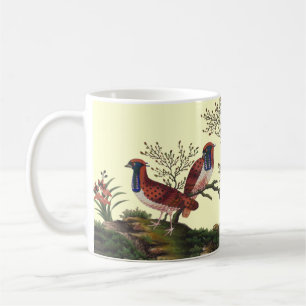 Chinese Pheasants Elegant Rice Paper Painting Coffee Mug