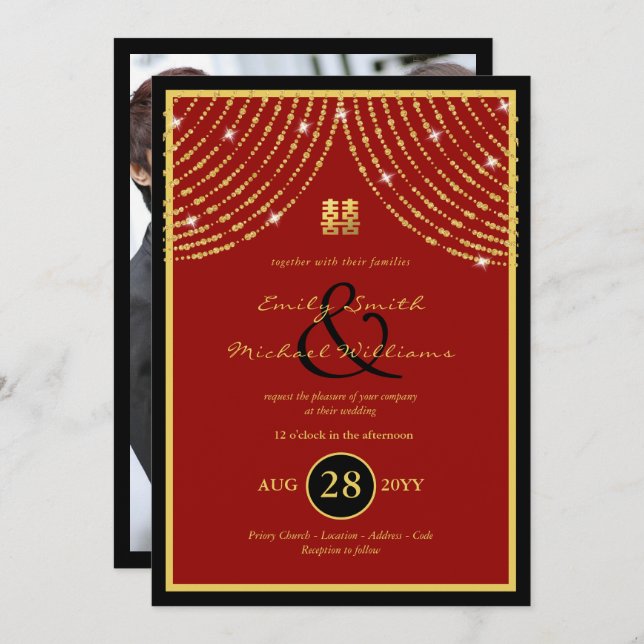 Chinese PHOTO Wedding Invite Ampersand (Front/Back)