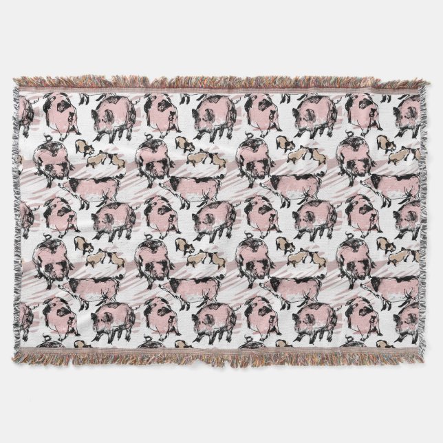 Chinese Pig Year 2019 Original drawing Throw B Blanket (Front)