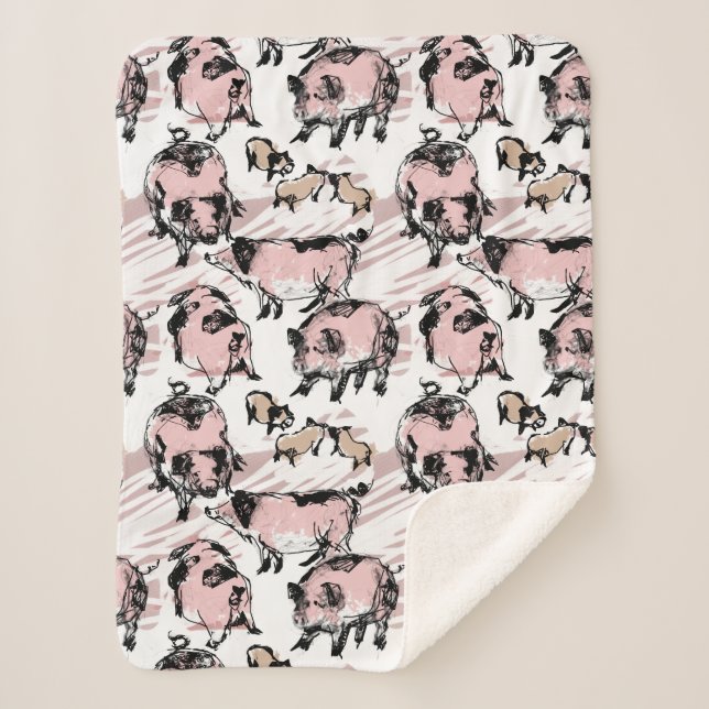 Chinese Pig Year Original drawing Birthday SB Sherpa Blanket (Front)