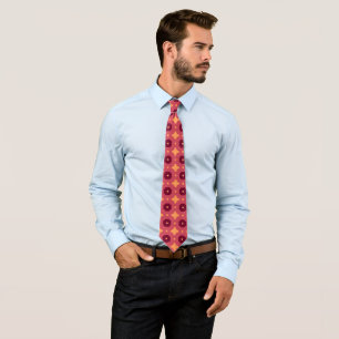 Chinese Pink Yellow Minimal Pattern Tie