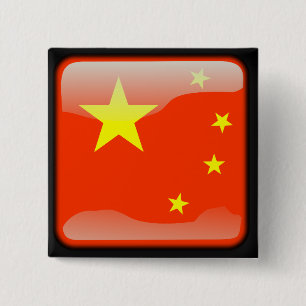 Chinese polished flag 15 cm square badge
