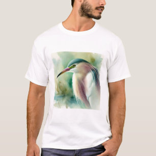 Chinese Pond Heron 060924AREF122 - Watercolor T-Shirt