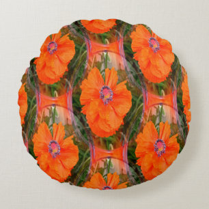 Chinese poppy field... round cushion