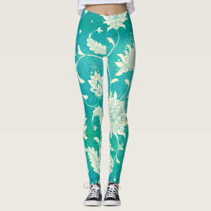 Chinese Porcelain Floral Watercolor Leggings