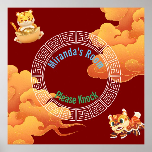 Chinese Poster/Door Sign. Editable Poster (Front)