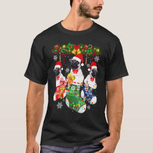 Chinese Pug Christmas Socks Tree Light Xmas Santa  T-Shirt
