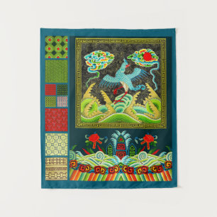 Chinese Rank Badge and Motifs Collage Tapestry