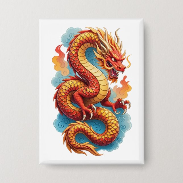 Chinese Red Dragon Fiery Illustration-67561 (Front)