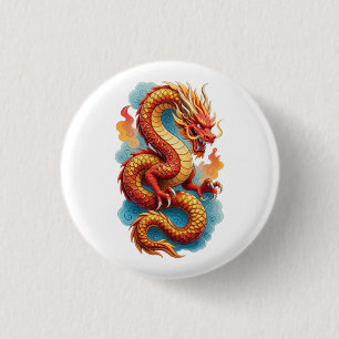 Chinese Red Dragon Fiery Illustration-67561 3 Cm Round Badge