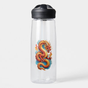 Chinese Red Dragon Fiery Illustration-67561 Water Bottle
