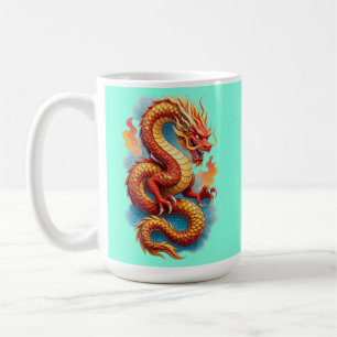 Chinese Red Dragon Fiery Illustration Coffee Mug