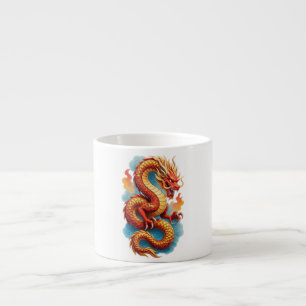 Chinese Red Dragon Fiery Illustration Espresso Cup