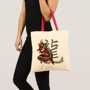 Chinese Red Dragon Tote Bags