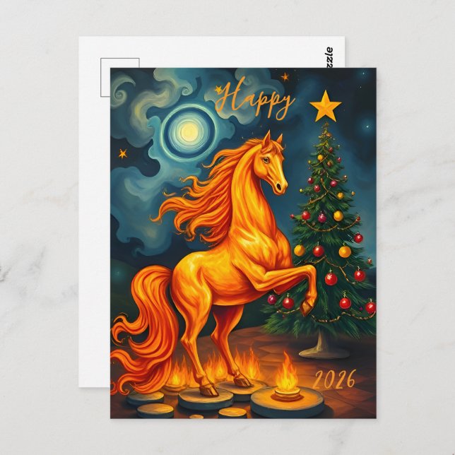 Chinese Red Fire Horse New Year 2026  Postcard (Front/Back)