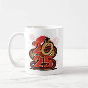 Chinese red Gold Happy Lunar New Year Of The Snake Coffee Mug