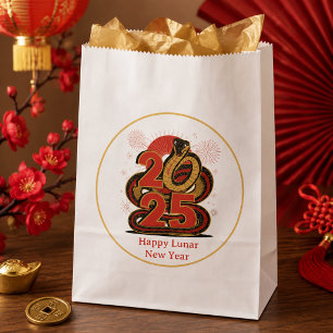 Chinese red Gold Happy Lunar New Year Of The Snake Favour Bag
