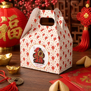 Chinese red Gold Happy Lunar New Year Of The Snake Favour Box