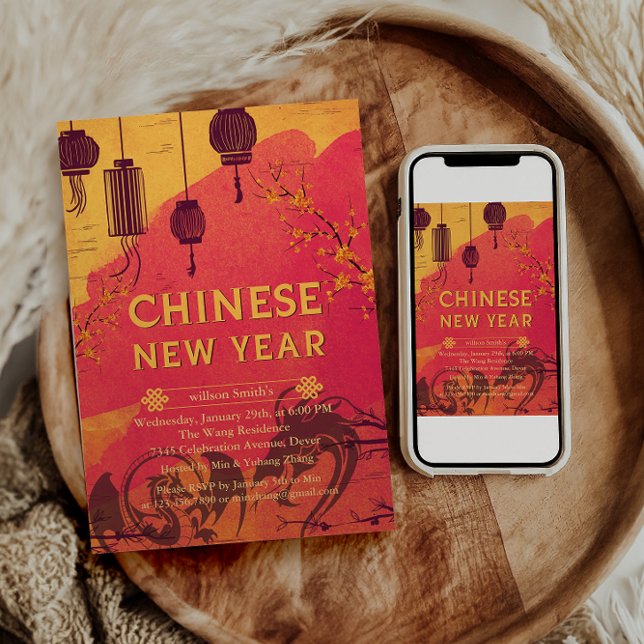 Chinese red Gold Happy Lunar New Year Of The Snake Holiday Card (Creator Uploaded)