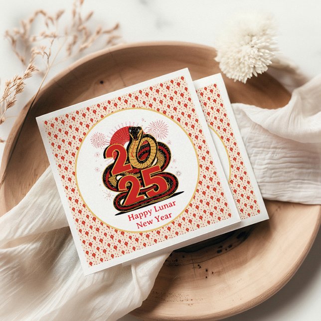 Chinese red Gold Happy Lunar New Year Of The Snake Napkin (Creator Uploaded)