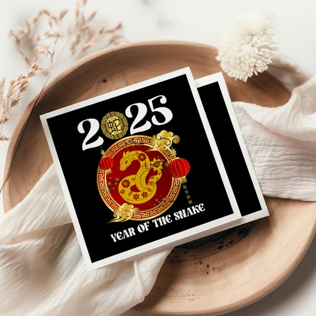 Chinese red Gold Happy Lunar New Year Of The Snake Napkin (Creator Uploaded)
