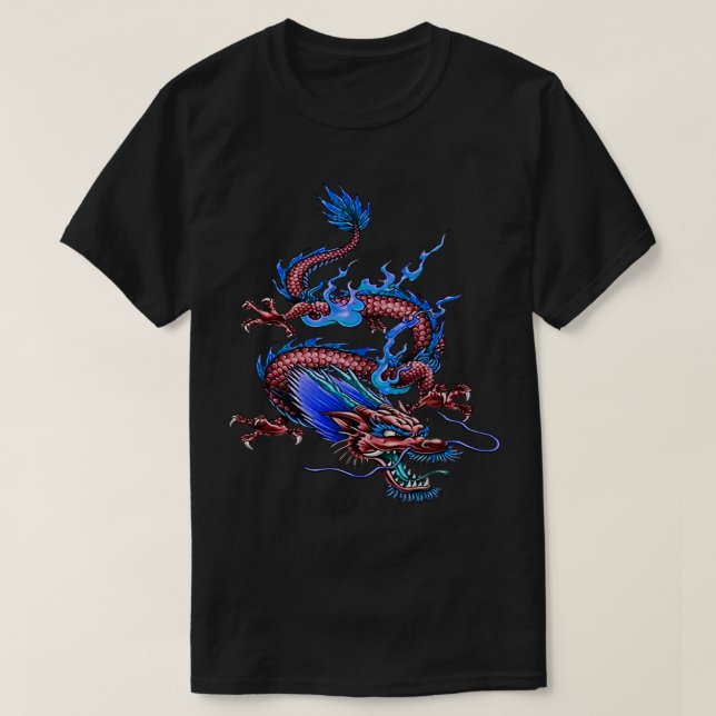 Chinese Red Good Fortune Dragon Mythical Creature T-Shirt (Design Front)