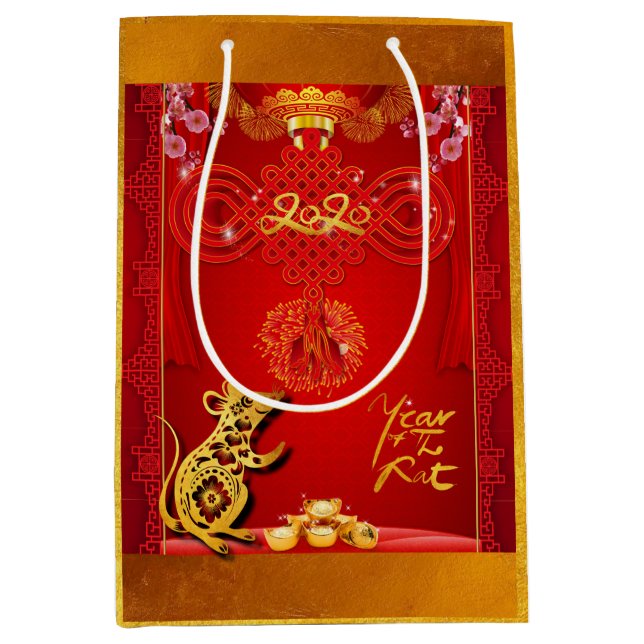 Chinese Red Knot Rat Year 2020 M Gift Bag (Front)
