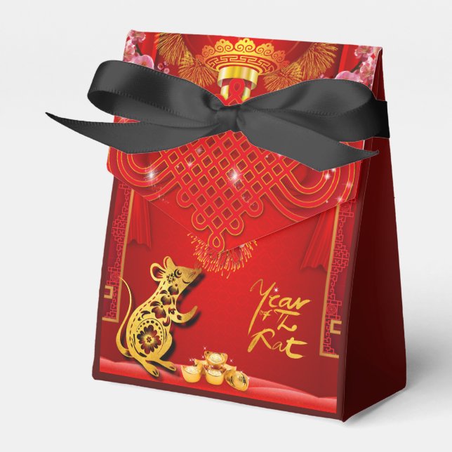 Chinese Red Knot Rat Year 2020 Tent Favour Box (Front Side)