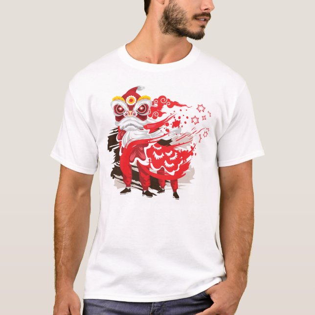 Chinese Red Lion Dancer T-Shirt (Front)