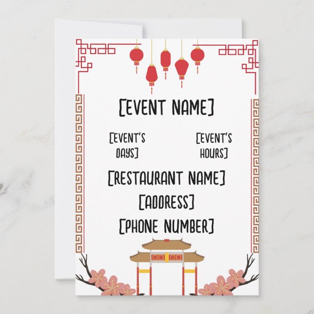 Chinese restaurant events invitation (Front)