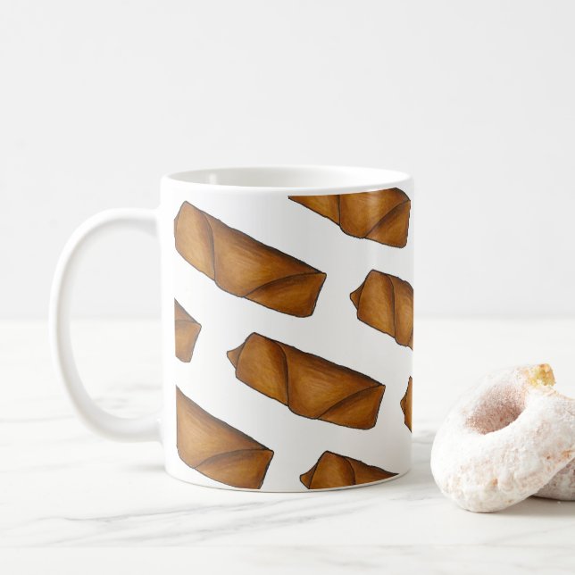 Chinese Restaurant Food Egg Spring Roll Eggroll Coffee Mug (With Donut)