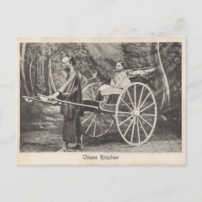 Chinese Rickshaw Antique Photo Postcard (Front)