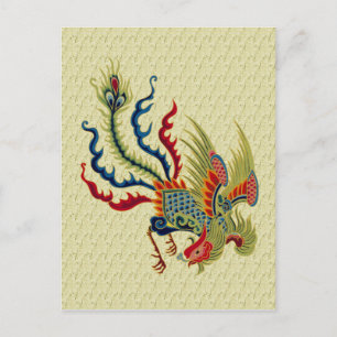 Chinese Rooster Art Design Postcard