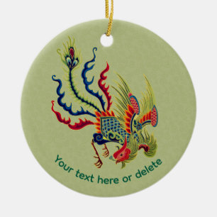 Chinese Rooster Art Personalised Ceramic Ornament