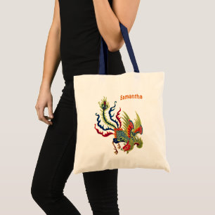 Chinese Rooster Art Personalised Tote Bag