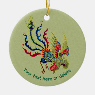 Chinese Rooster Art Personalized Ceramic Ornament